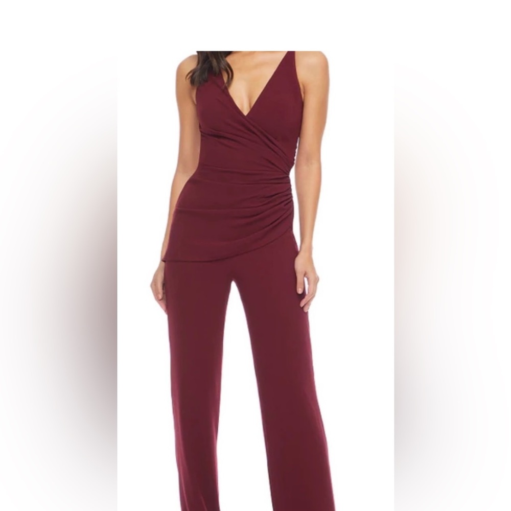 Dress the Population Sam Sleeveless Shirred Wide Leg Dressy Jumpsuit